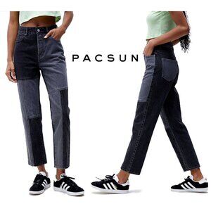 PacSun Y2K Eco Two-Tone Black High Rise Straight Leg Jeans 25
